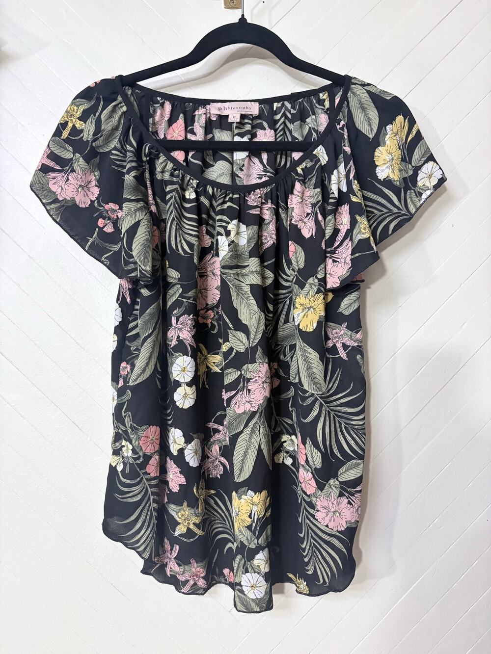Philosophy Sheer Floral Flowy Coquette Butterfly Sleeve Women's Size Medium